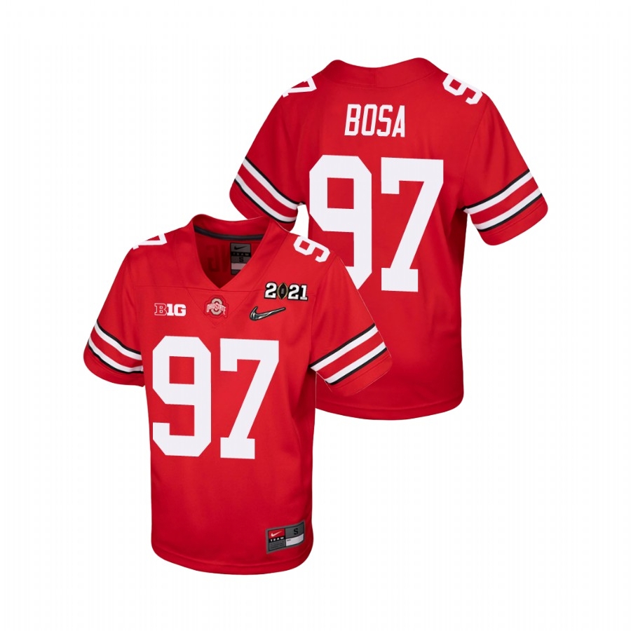 Ohio State Buckeyes Youth NCAA Joey Bosa #97 Scarlet Champions 2021 National College Football Jersey JHY4849SC